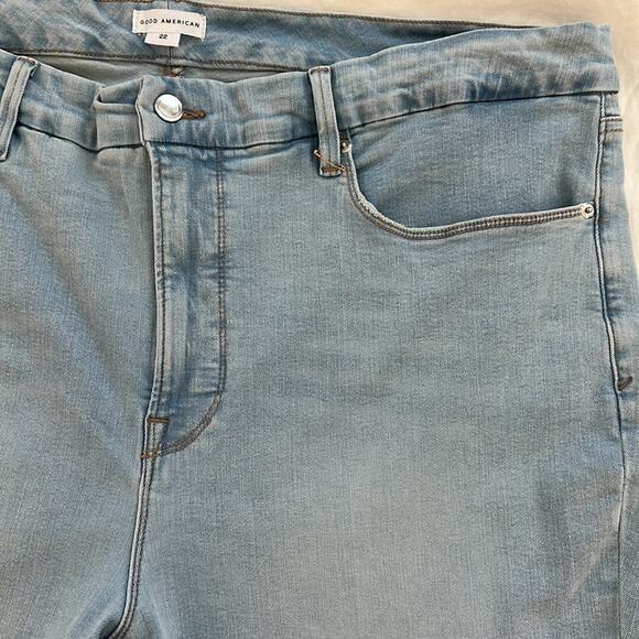 Good American Good Legs Crop Mini Boot Denim Jeans Indigo NEW Size 22 - Picture 7 of 16